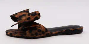 Leopard Bow Satin Sandals