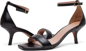Linea Paolo - Hannah - Womens Low Kitten Heel Nappa Leather Dress Sandal With Delicate Ankle Strap