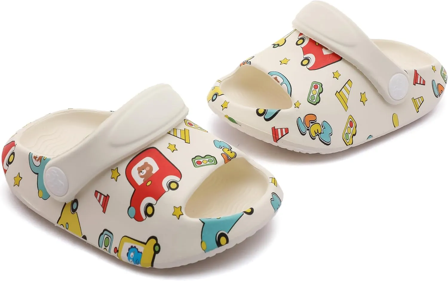 LONSOEN Kids Summer Clogs Boys Girls Slide Sandals Adjustable Toddler Indoor Outdoor Slippers Children Beach Pool Shoes