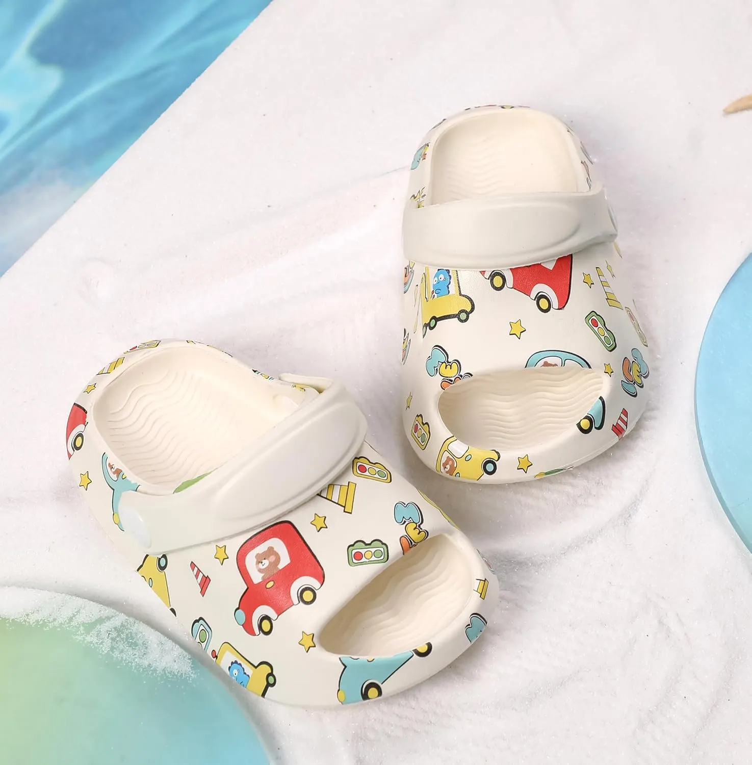LONSOEN Kids Summer Clogs Boys Girls Slide Sandals Adjustable Toddler Indoor Outdoor Slippers Children Beach Pool Shoes