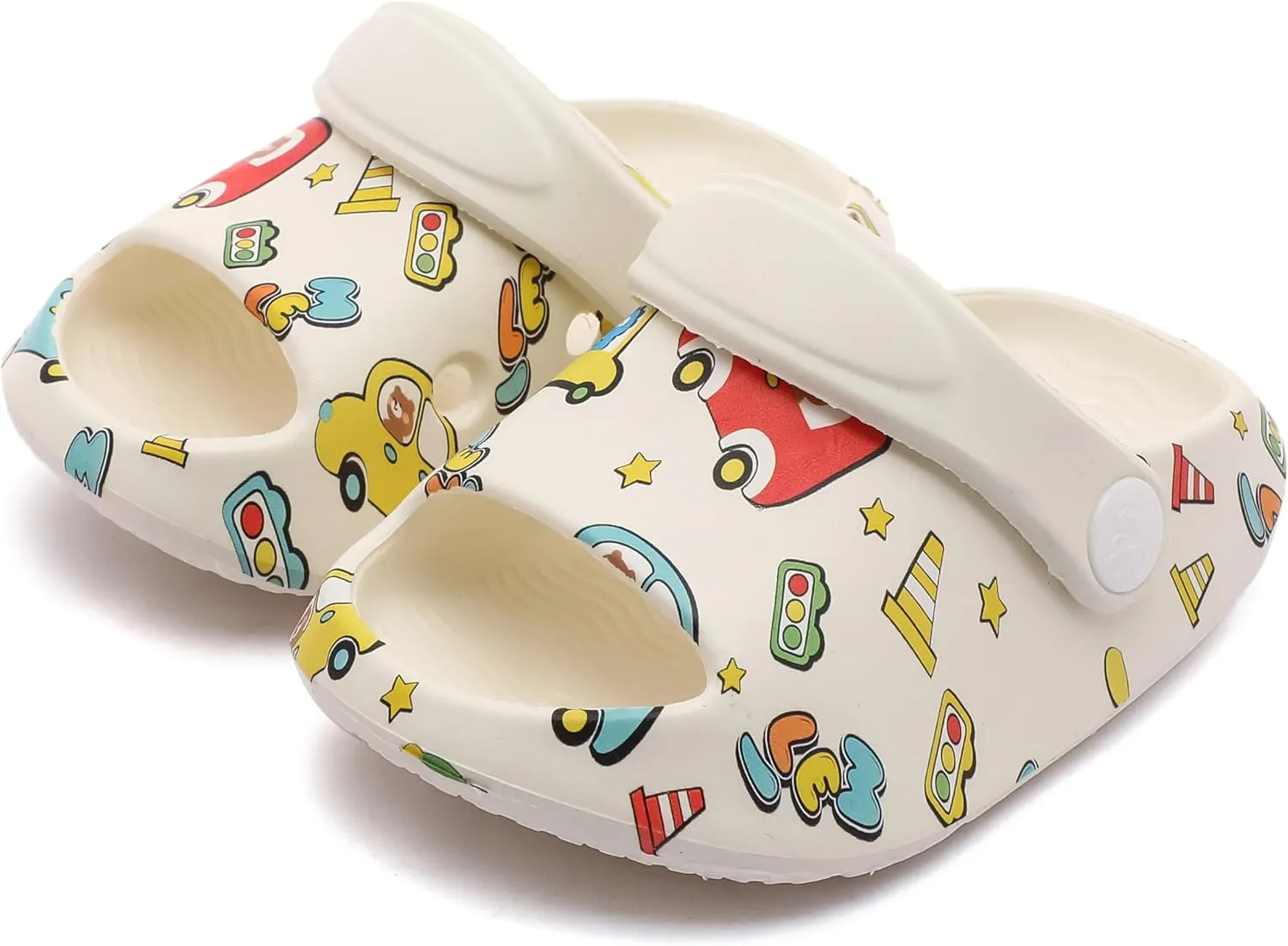 LONSOEN Kids Summer Clogs Boys Girls Slide Sandals Adjustable Toddler Indoor Outdoor Slippers Children Beach Pool Shoes
