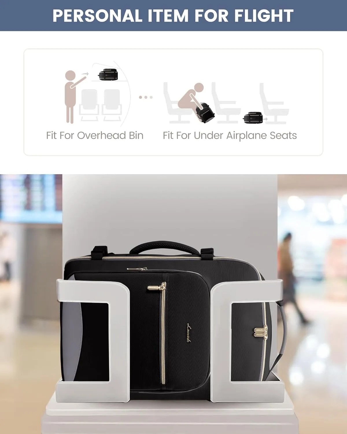 LOVEVOOK Carry on Travel Backpack, 40L Waterproof Large 17inch Laptop Luggage Daypack as Personal Item Flight Approved, Business Weekender Overnight with 3 Packing Cubes, Black-Grey