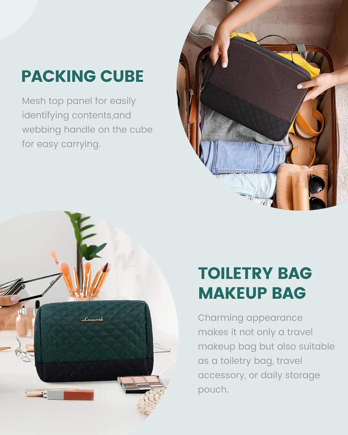 LOVEVOOK Travel Weekender Bag for Women, Carry on Overnight Bag with Shoe Compartment, Travel Duffle Bag Women, Yoga Gym Duffel Bag with Wet Pocket, Hospital Bags for Labor and Delivery, 3 Pcs Set