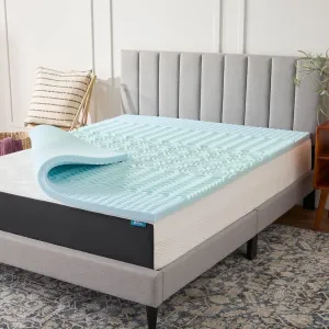 LUCID Gel Infused Memory Foam Mattress Topper – 2 Inch Mattress Topper – 5 Comfort Zones Relieve Pressure – CertiPUR-US Certified Foam - Full