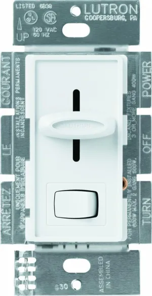 Lutron Skylark Dimmer Switch, Magnetic Low-Voltage 450-Watt/600 VA, Single-Pole/3-Way, SLV-603P-WH, White
