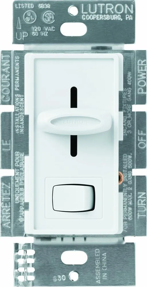 Lutron Skylark Dimmer Switch, Magnetic Low-Voltage 450-Watt/600 VA, Single-Pole/3-Way, SLV-603P-WH, White