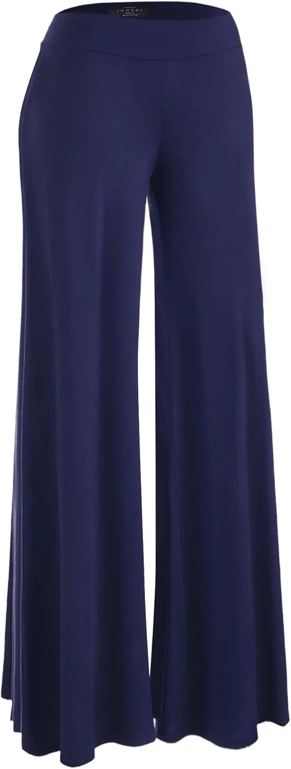 Made By Johnny Women's Solid Casual Comfy Stretchy Wide Leg Palazzo Lounge Pants