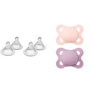 MAM Bottle Nipples Fast Flow Nipple Level 3, for 4  Months, SkinSoft Silicone Nipples & Original Matte Baby Pacifier, Nipple Shape Helps Promote Healthy Oral Development