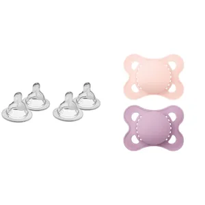 MAM Bottle Nipples Medium Flow Nipple Level 2, for 2  Months, SkinSoft Silicone Nipples & Original Matte Baby Pacifier, Nipple Shape Helps Promote Healthy Oral Development