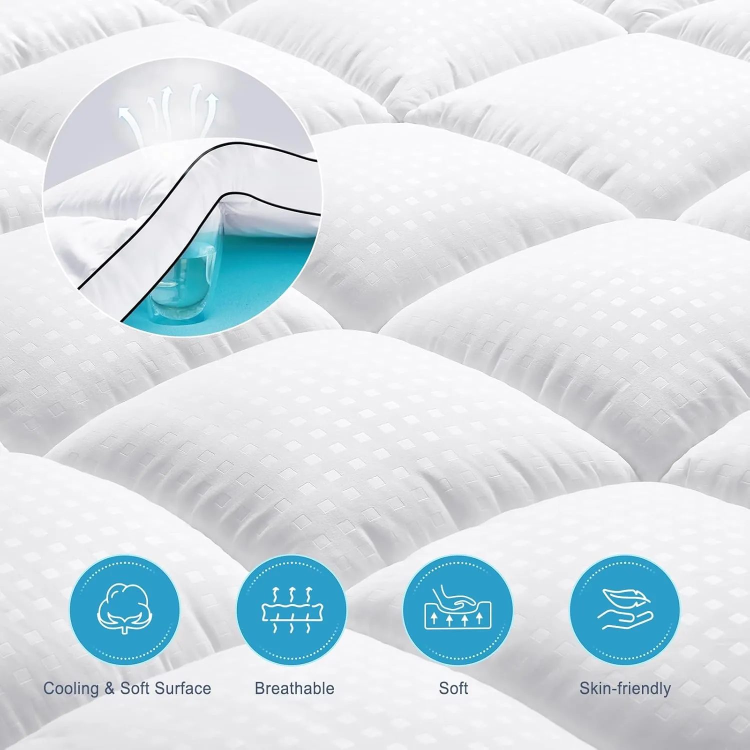 MASVIS Full Size Dual Layer 4 Inch Memory Foam Mattress Topper, 2 Inch Gel Memory Foam and 2 Inch Cooling Pillow Top Mattress Pad Cover for Back Pain, Medium Support