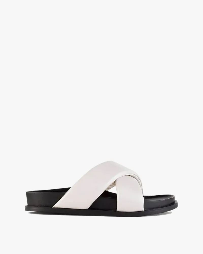 Mecca Flat Sandals Bone Leather