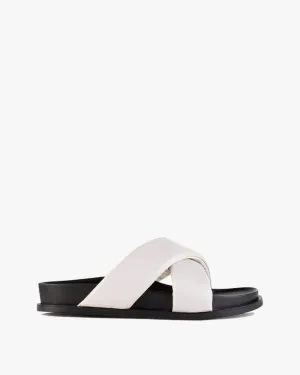 Mecca Flat Sandals Bone Leather