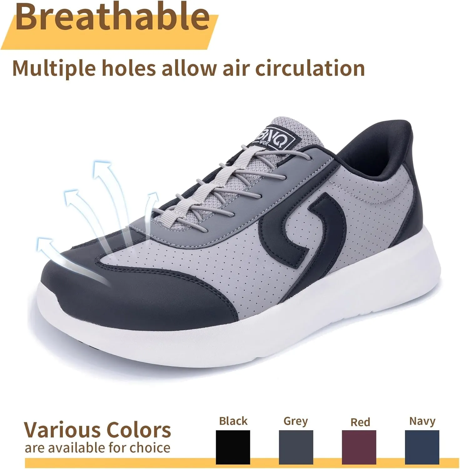 MEHOTO Mens Wide Toe Box Shoes Walking Arch Support Sneakers Comfortable Tennis Slip On Casual Shoes for Swelling Bunion Plantar Fasciitis US 7-12