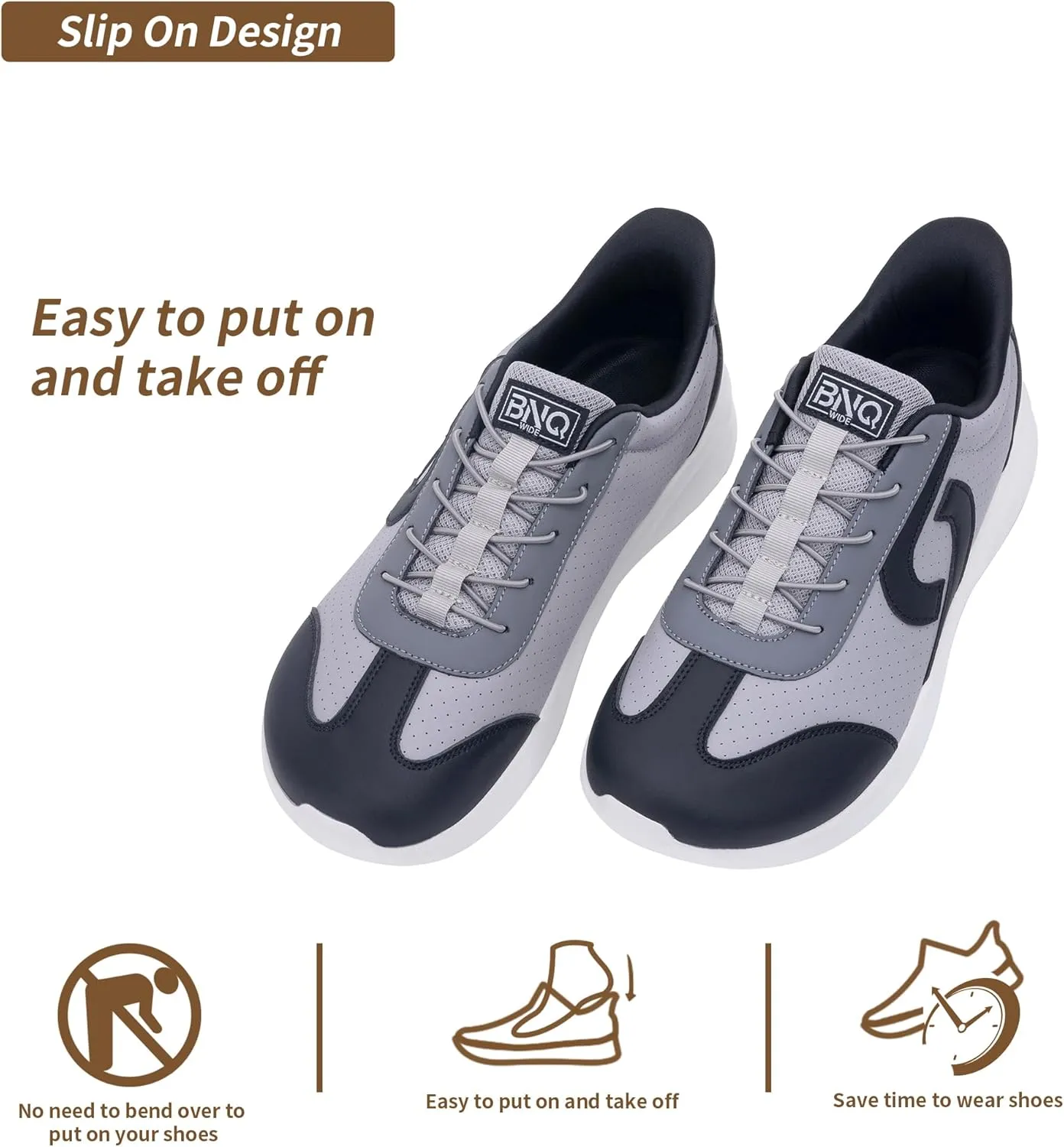 MEHOTO Mens Wide Toe Box Shoes Walking Arch Support Sneakers Comfortable Tennis Slip On Casual Shoes for Swelling Bunion Plantar Fasciitis US 7-12