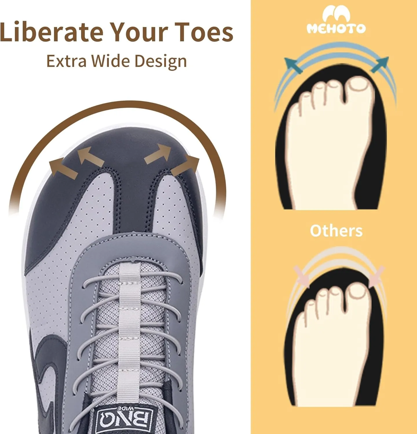 MEHOTO Mens Wide Toe Box Shoes Walking Arch Support Sneakers Comfortable Tennis Slip On Casual Shoes for Swelling Bunion Plantar Fasciitis US 7-12