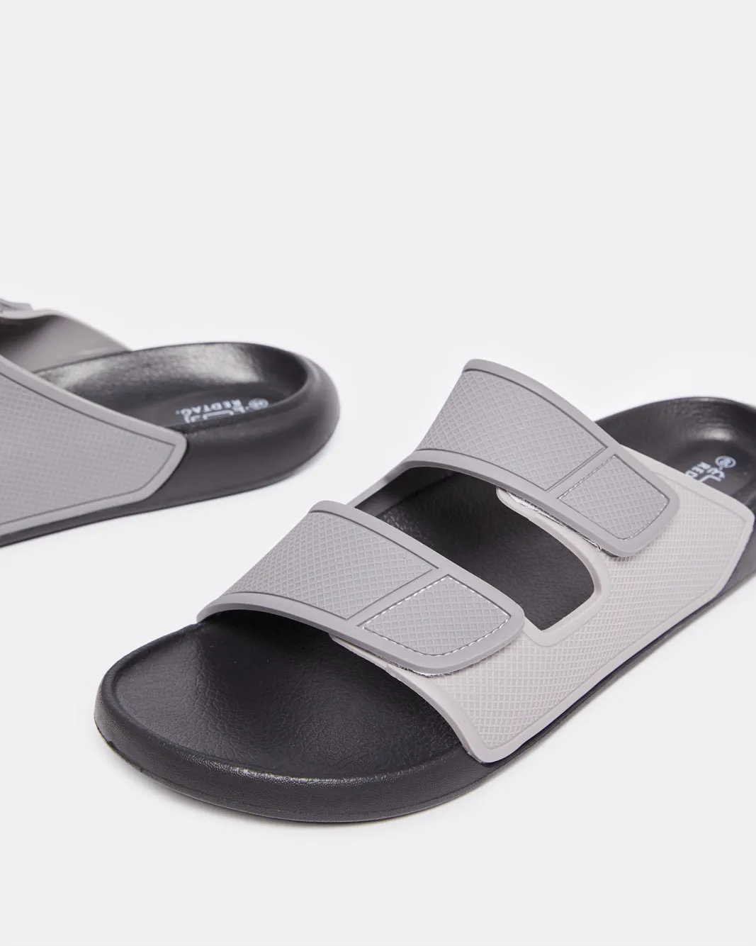 Men Grey Footbed Slide