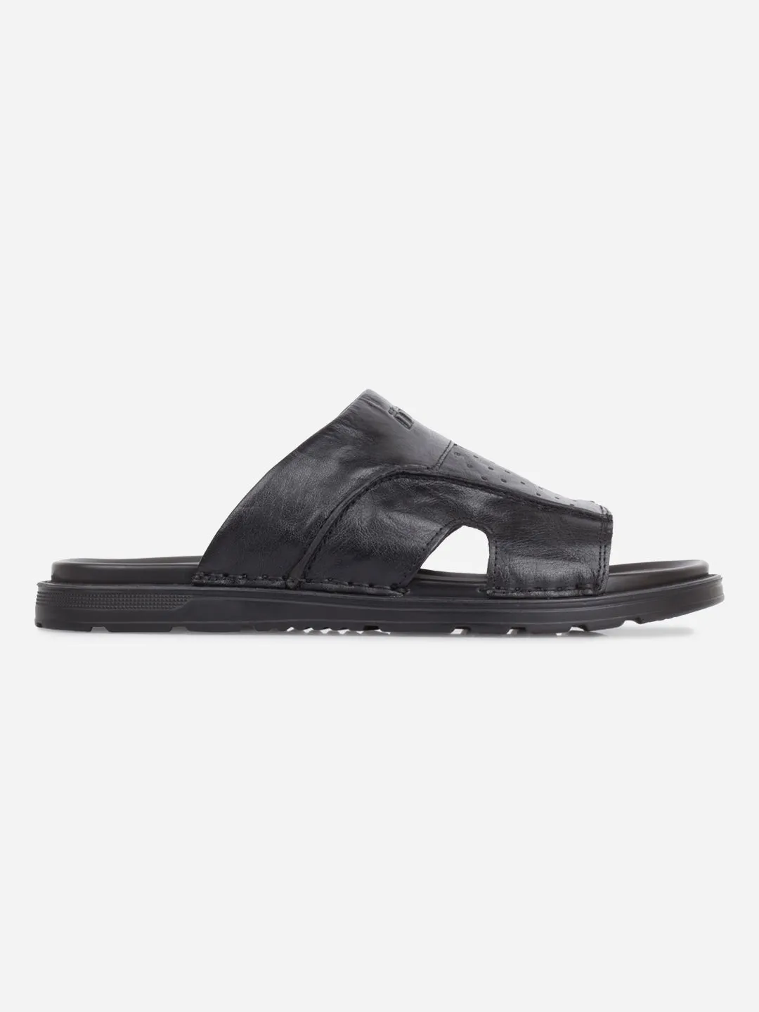 Men's Black Slip On Sandal (ID4243)