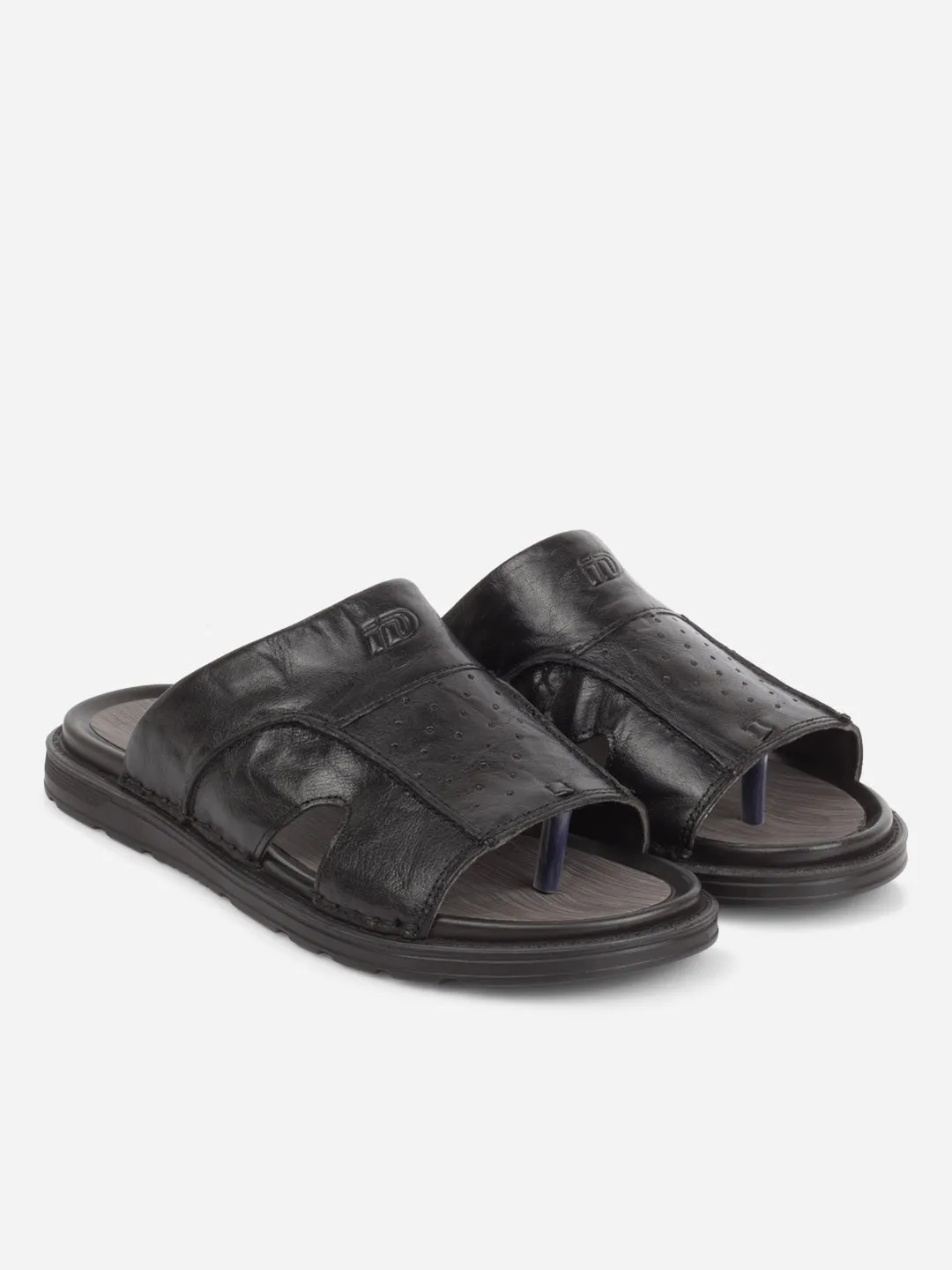 Men's Black Slip On Sandal (ID4243)