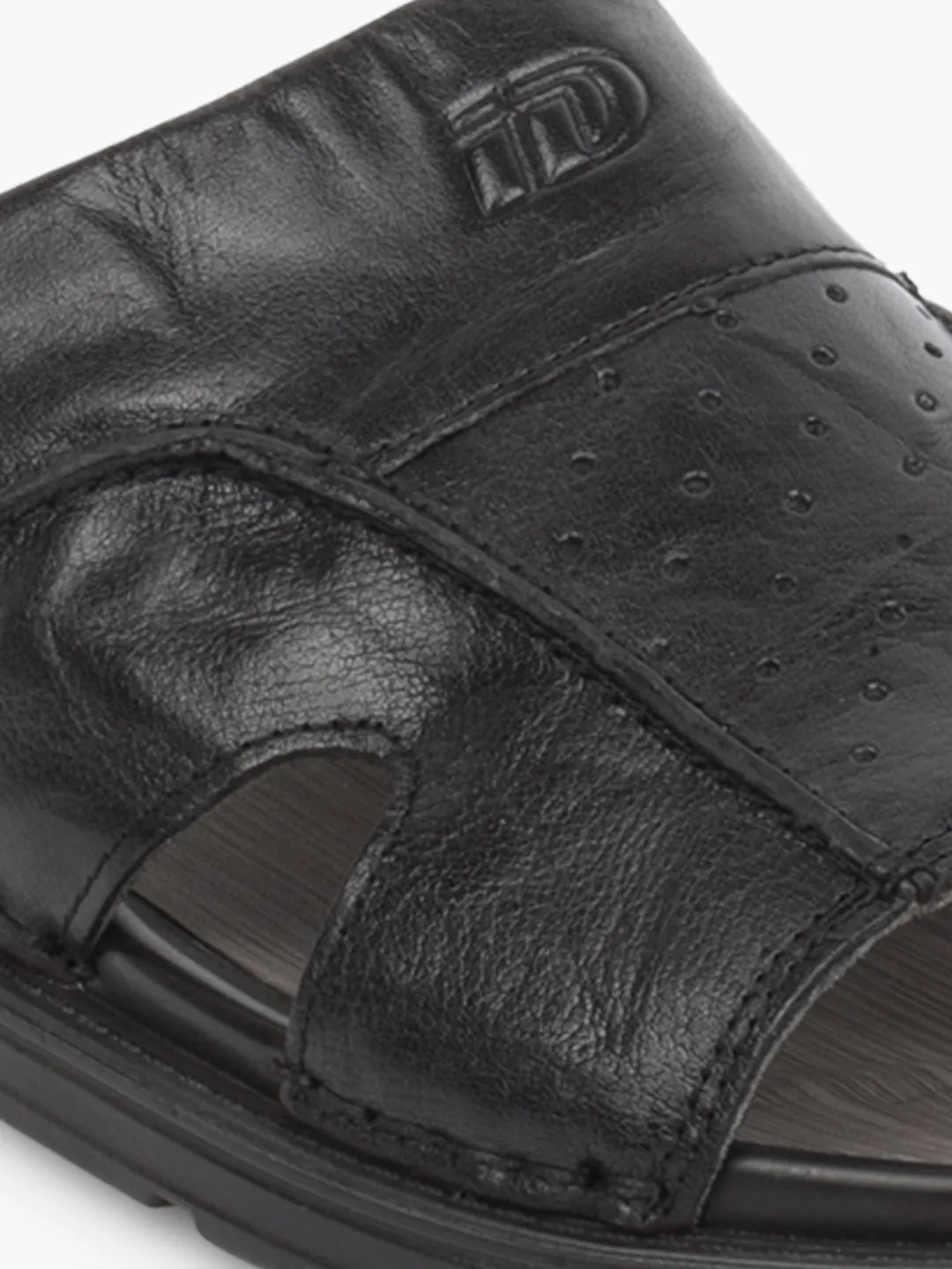 Men's Black Slip On Sandal (ID4243)