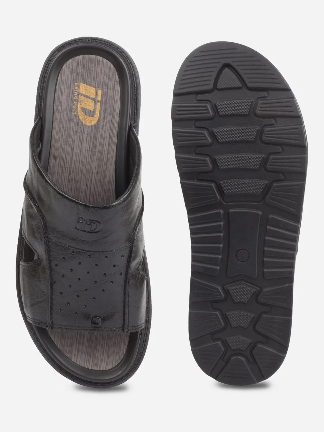 Men's Black Slip On Sandal (ID4243)