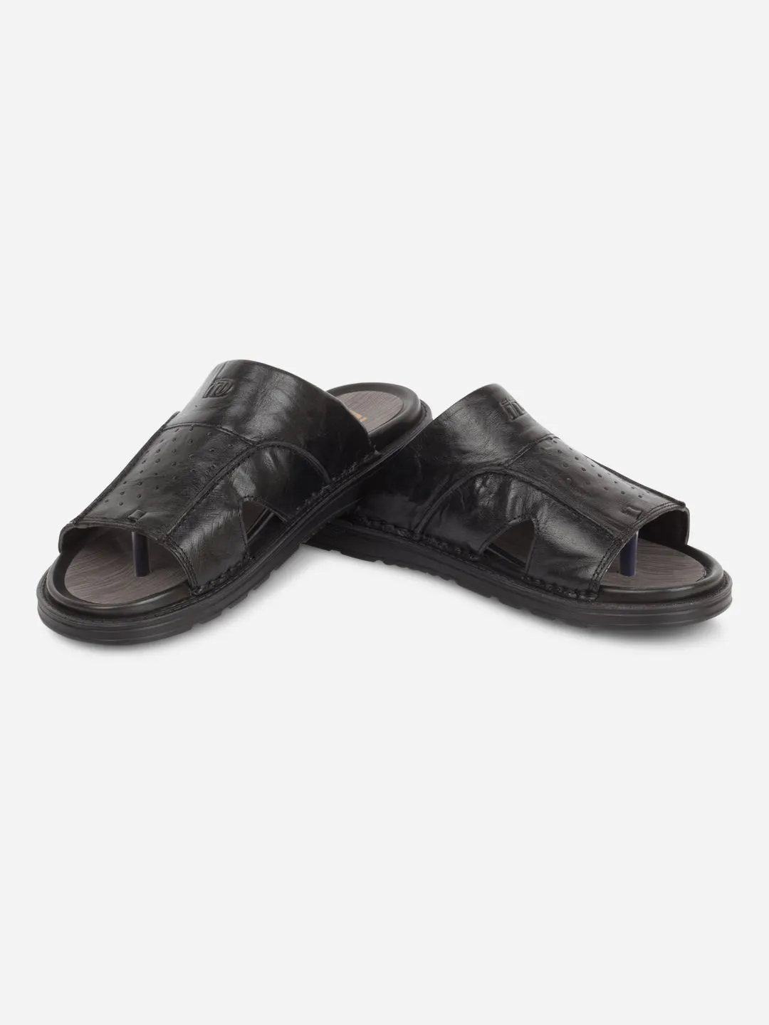 Men's Black Slip On Sandal (ID4243)