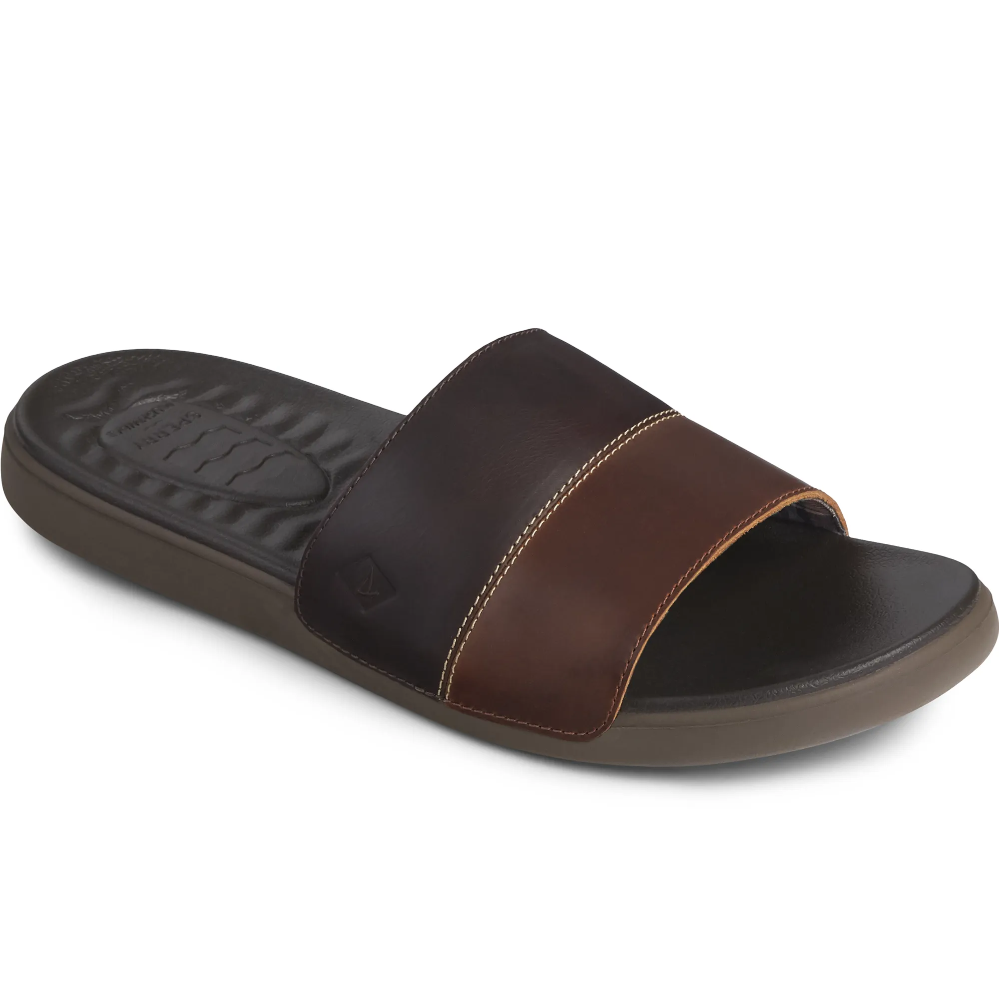 Men's Plushwave Dock Slide Leather Sandals - Brown (STS22215)