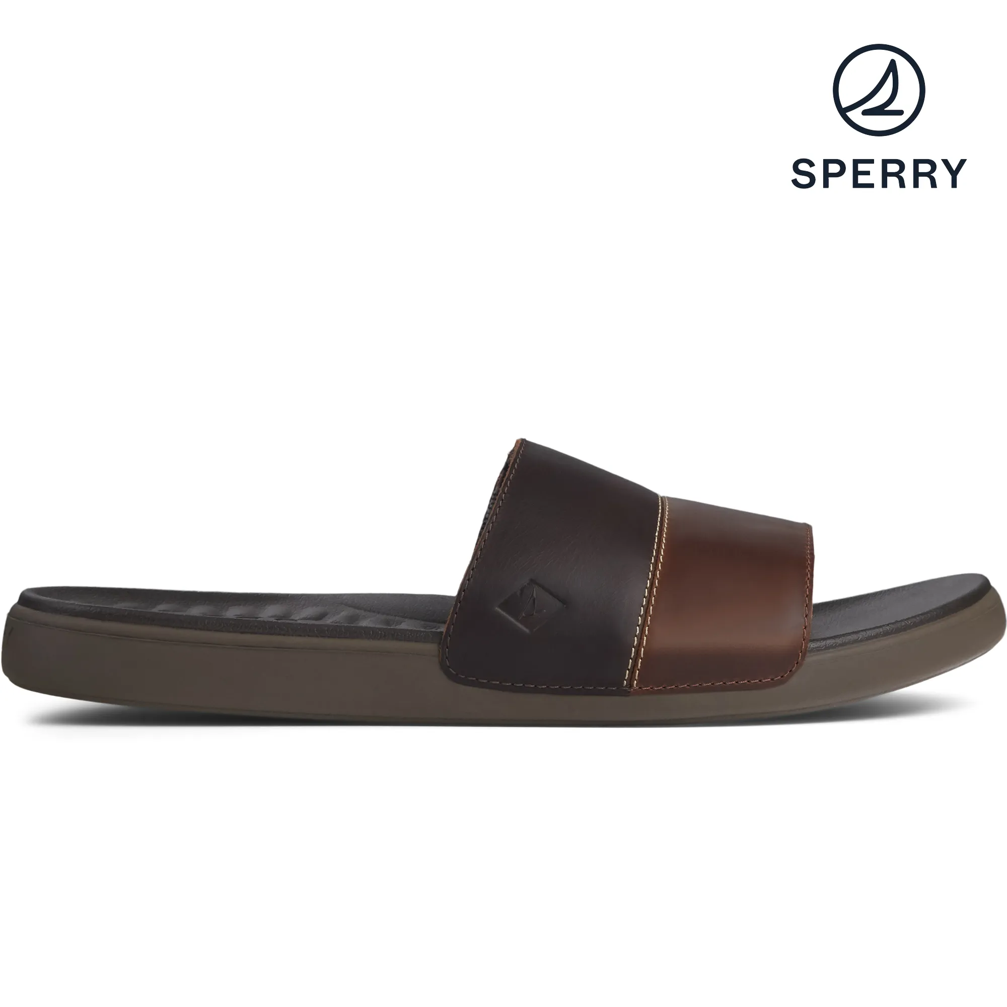 Men's Plushwave Dock Slide Leather Sandals - Brown (STS22215)