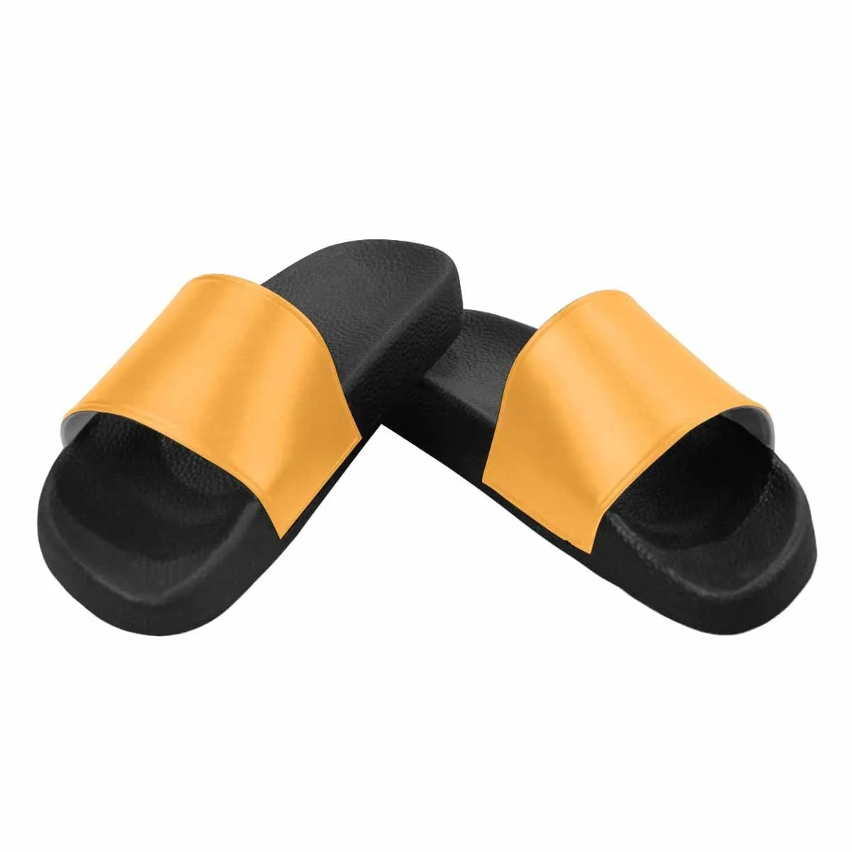 Mens Slide Sandals - Yellow Orange Flip Flops by inQue.Style