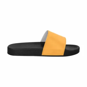 Mens Slide Sandals - Yellow Orange Flip Flops by inQue.Style