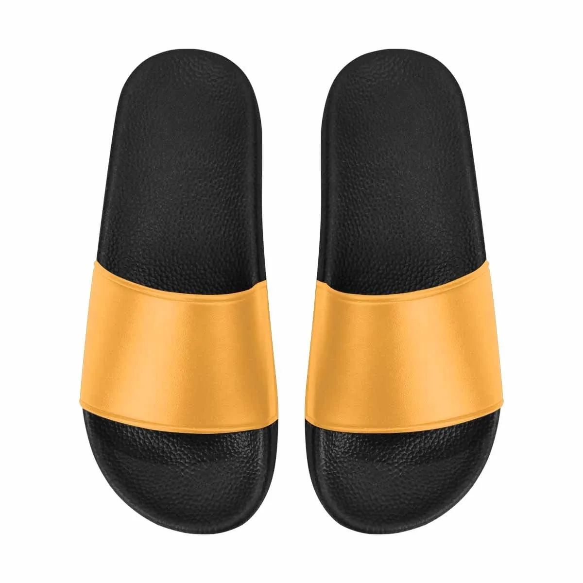 Mens Slide Sandals - Yellow Orange Flip Flops by inQue.Style