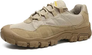 Men's Suede Lace Up Hiking Shoes Comfortable Protective Cap Toe Lug Sole Non-Slip Trekking Outdoor Sneakers Summer Lightweight Casual Walking Shoes