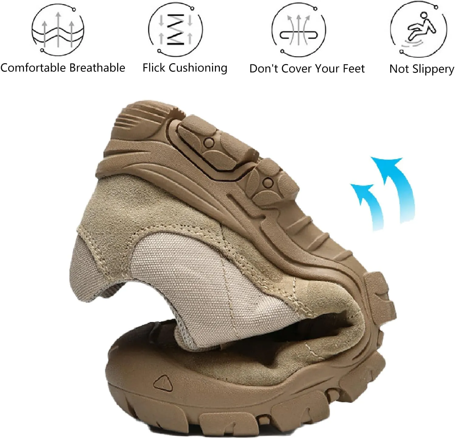 Men's Suede Lace Up Hiking Shoes Comfortable Protective Cap Toe Lug Sole Non-Slip Trekking Outdoor Sneakers Summer Lightweight Casual Walking Shoes