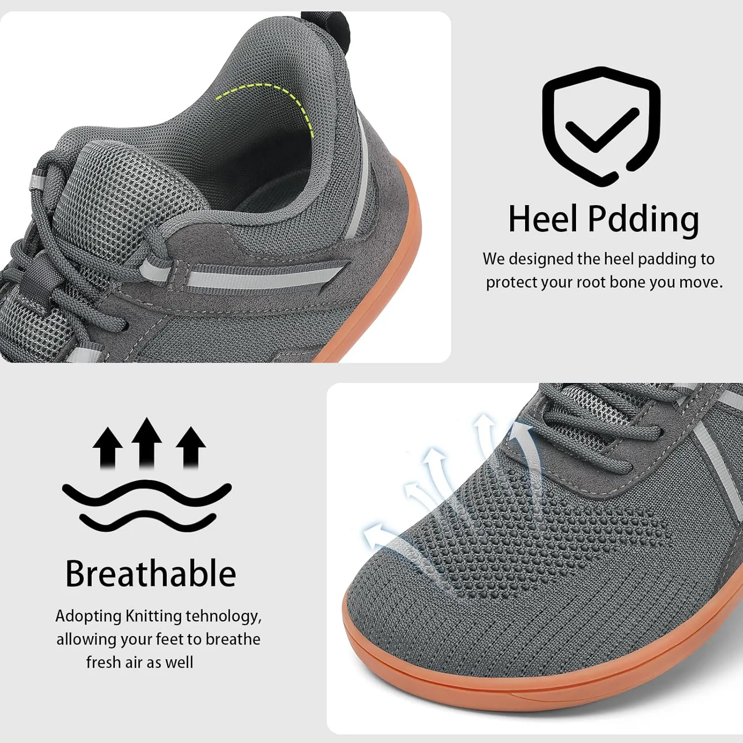 Men's Wide Toe Barefoot Shoes Minimalist Zero Drop Walking Shoes Non Slip Comfortable Outdoor Tennis Shoes Width Cross-Trainer Sneakers