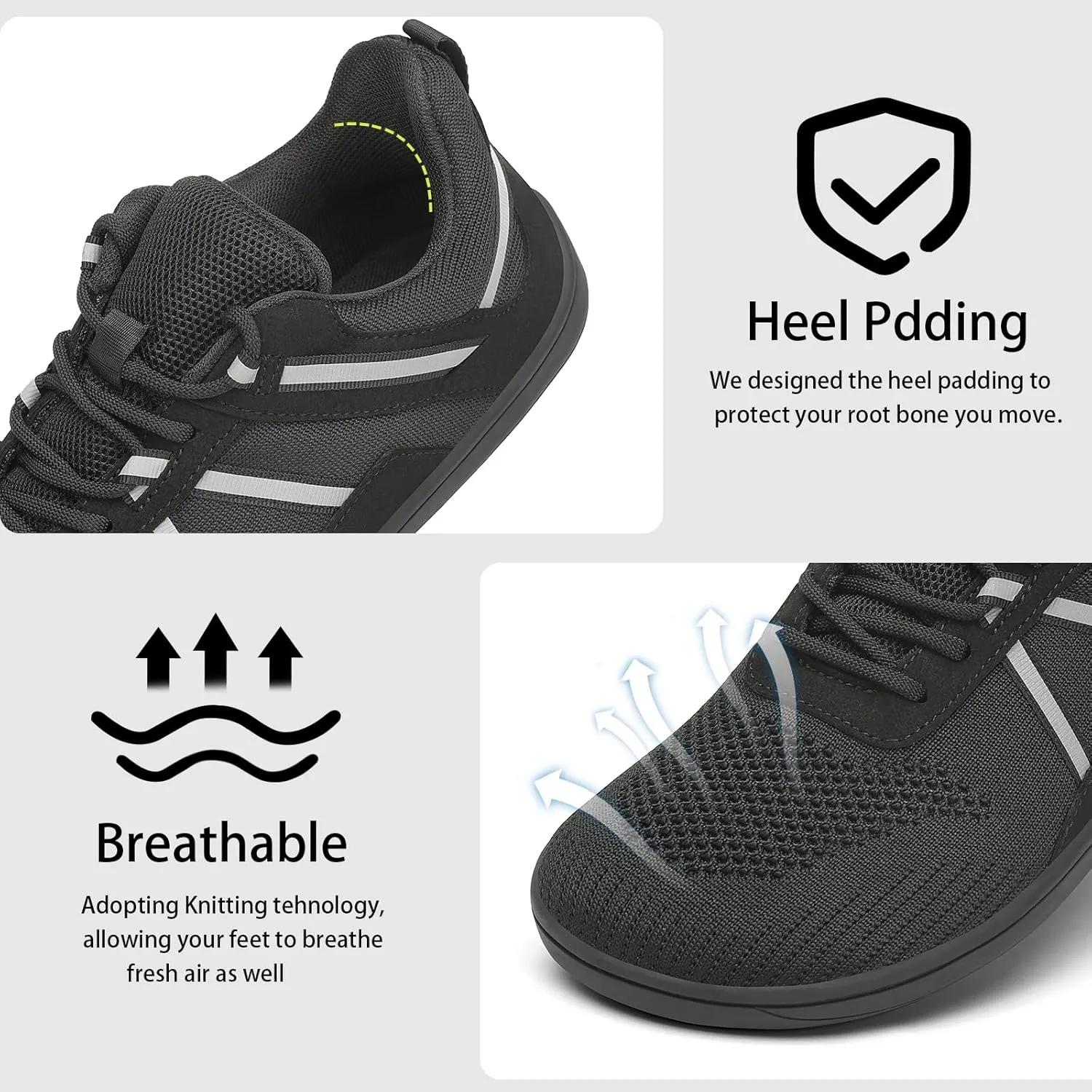 Men's Wide Toe Barefoot Shoes Minimalist Zero Drop Walking Shoes Non Slip Comfortable Outdoor Tennis Shoes Width Cross-Trainer Sneakers