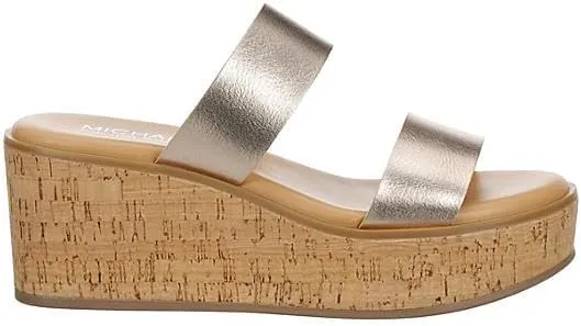 Michael By Michael Shannon Pierre - Women's Platform Open Toe Two Band Slip-On Slide Sandals