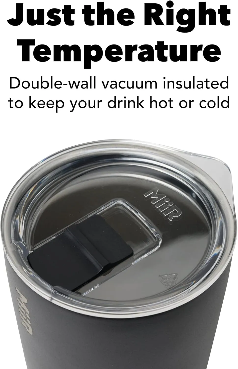 MiiR, Tumbler, Vacuum Insulated, Stainless Steel with Slide Lid, Cup Holder Compatible & BPA Free, Black, 12 Fluid Ounces