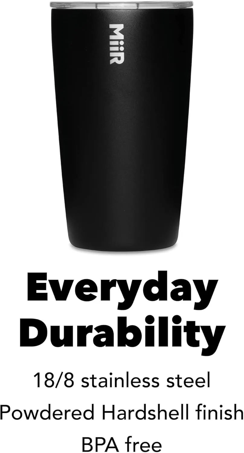 MiiR, Tumbler, Vacuum Insulated, Stainless Steel with Slide Lid, Cup Holder Compatible & BPA Free, Black, 12 Fluid Ounces