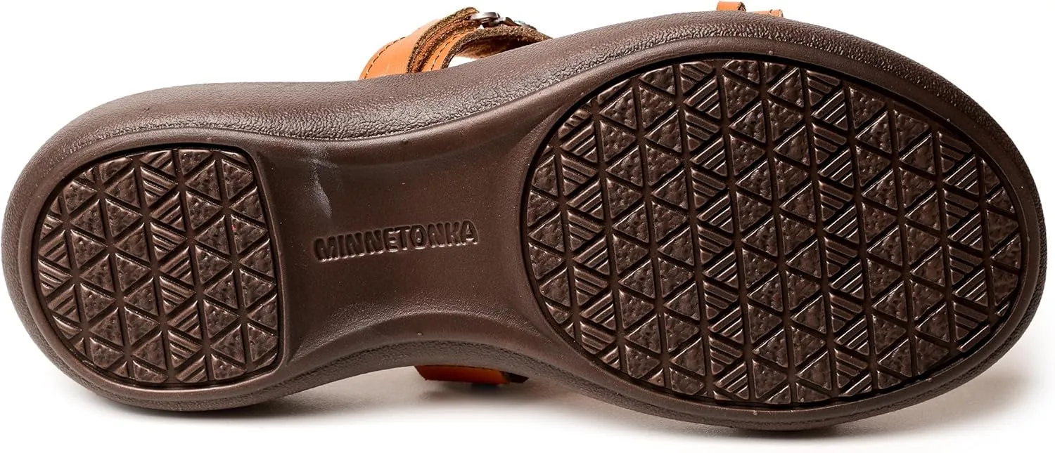 Minnetonka Brenn - Double Band Slide Sandals for Women Handcrafted with Classic Slip-On Silhouette Design, Padded Rubber Soles, and Metal Accents and Ornaments