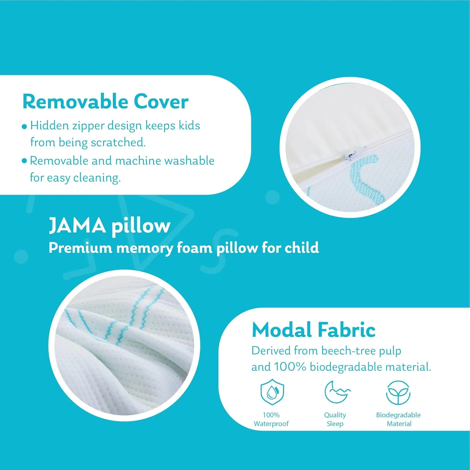 MLILY Kids Pillow for Sleeping, Adjustable Kids Memory Foam Pillow for Bed Set, Breathable and Cooling Pillows for Kids Boy Girl, CertiPUR-US Certified, 12x20 Inch, Blue-New