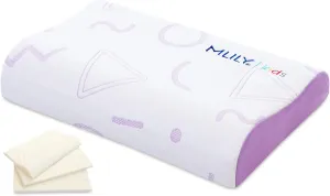 MLILY Kids Pillow for Sleeping, Adjustable Kids Memory Foam Pillow for Bed Set, Breathable and Soft Pillows for Kids Boy Girl, CertiPUR-US Certified, 12x20 Inch, Purple-New