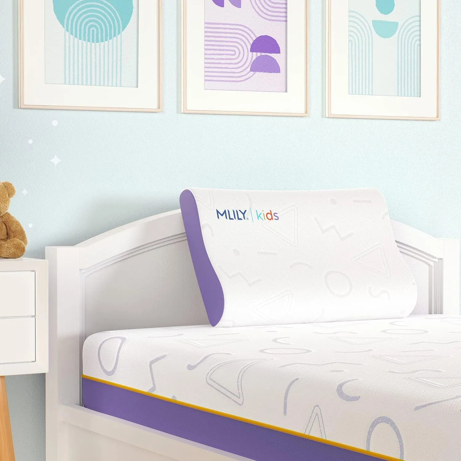 MLILY Kids Pillow for Sleeping, Adjustable Kids Memory Foam Pillow for Bed Set, Breathable and Soft Pillows for Kids Boy Girl, CertiPUR-US Certified, 12x20 Inch, Purple-New