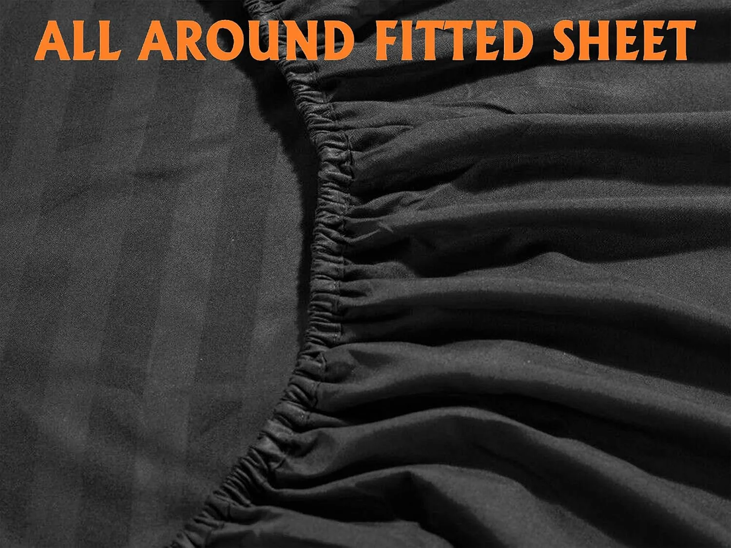 Mocassi Queen Stripe Sheet Set - Luxury Hotel 1800 Premier Bedding Sheets & Pillowcases - Ultra Soft Breathable & Cooling Bed Sheets - Wrinkle Resistant - 6 Piece Set - Queen, Black
