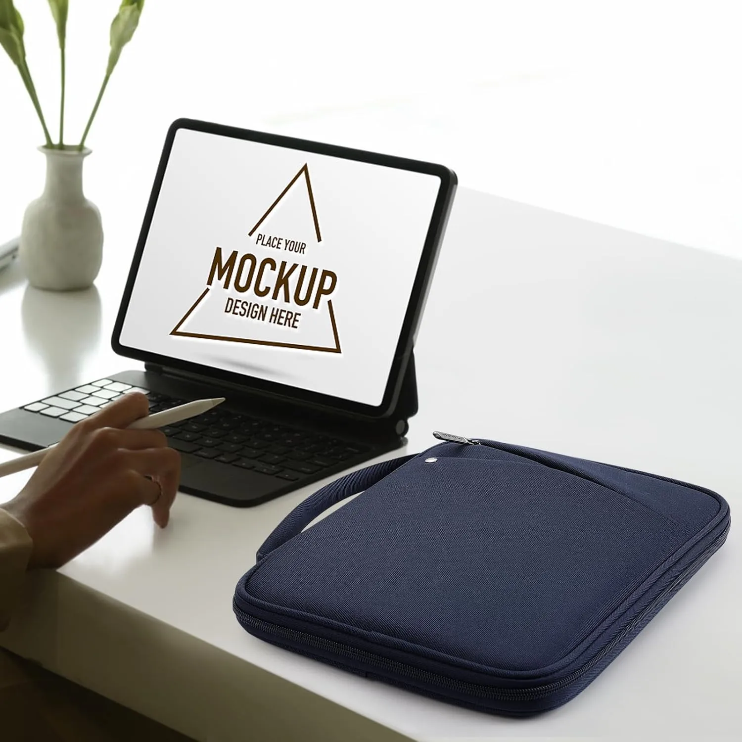 MoKo 12.9 Inch Tablet Sleeve Carrying Case with Handle, Padded Protective Travel Bag for 13 Inch New iPad Pro M4 & Air M2 2024, iPad Pro 12.9 M2&M1, Galaxy Tab S9/S8 Plus 12.4" 2023/2022, Indigo