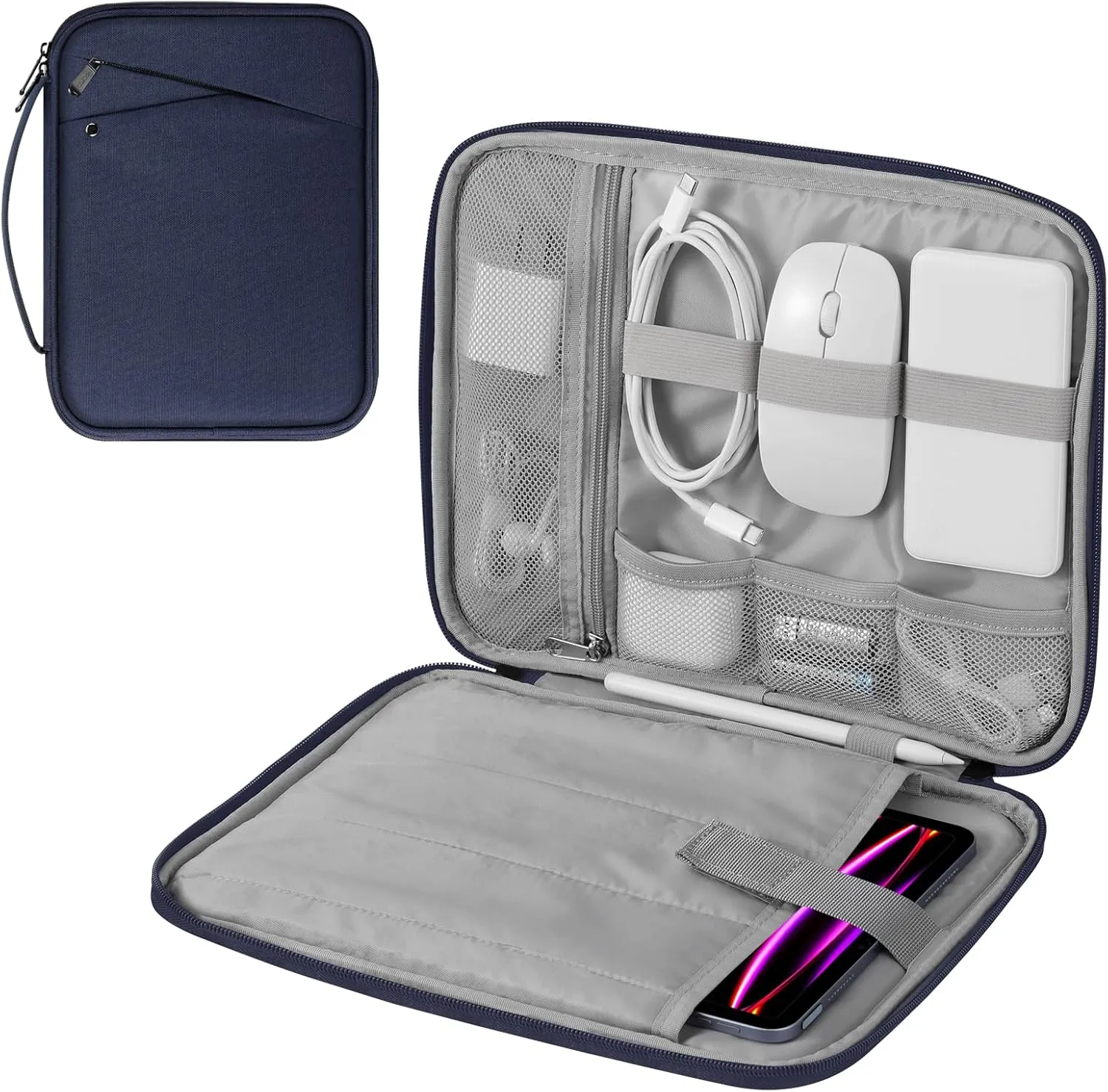 MoKo 12.9 Inch Tablet Sleeve Carrying Case with Handle, Padded Protective Travel Bag for 13 Inch New iPad Pro M4 & Air M2 2024, iPad Pro 12.9 M2&M1, Galaxy Tab S9/S8 Plus 12.4" 2023/2022, Indigo