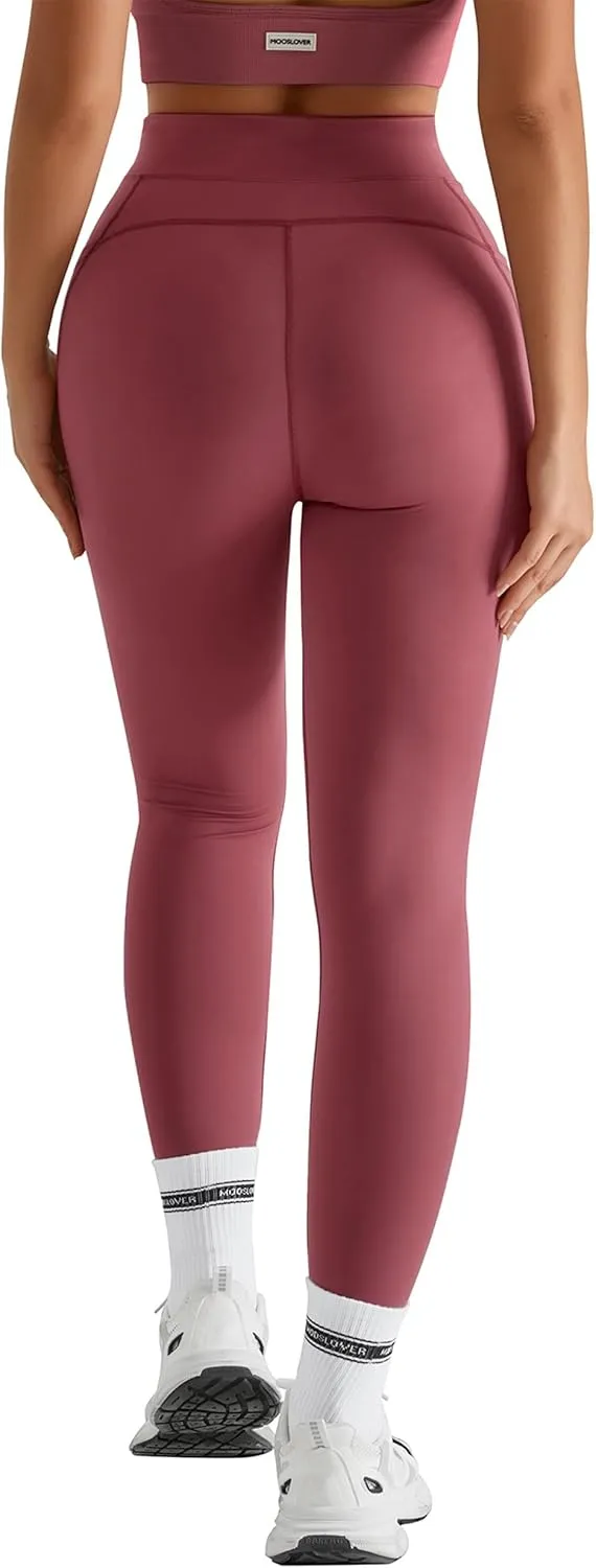 MOOSLOVER Women Workout Leggings with Pockets Compression Runnings Yoga Pants High Waisted Tummy Control Athletic Leggings