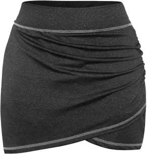 MOQIVGI Women Ruched Workout Skirts Inner Shorts Athletic Sports Golf Run Skorts with Pockets