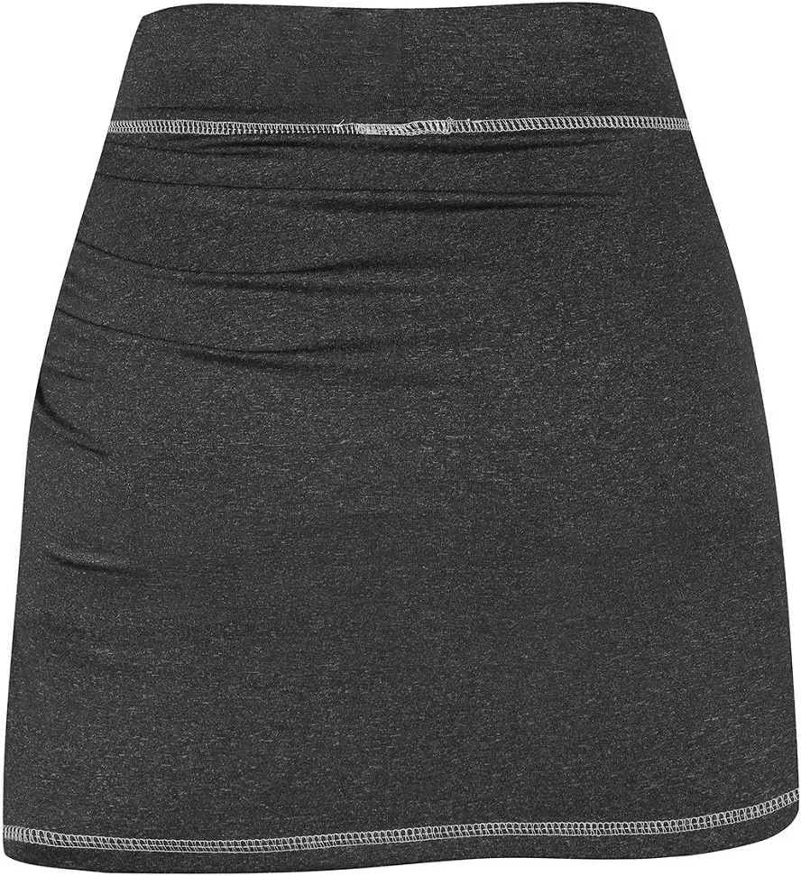 MOQIVGI Women Ruched Workout Skirts Inner Shorts Athletic Sports Golf Run Skorts with Pockets
