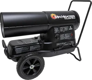 Mr. Heater MH125KTR 140,000 BTU Forced Air Kerosene Heater for Outdoor Use - Construction Sites, Garages & Workshops - Black
