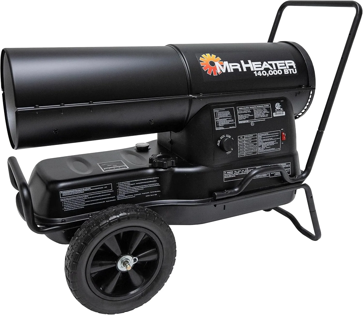 Mr. Heater MH125KTR 140,000 BTU Forced Air Kerosene Heater for Outdoor Use - Construction Sites, Garages & Workshops - Black