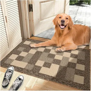 Mud Mats for Dogs Dirt Trapper Dog Mat for Muddy Paws Non-Slip Mud Mats for Indoor Washable Microfiber Dog Rugs for Entryway Clean Dogs Feet Inside Door Mat for Home Entrance 32"x20" Brown